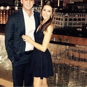 Navy AQUA suede cocktail dress Size XS